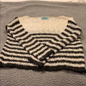 Slouchy cream & slate gray sweater